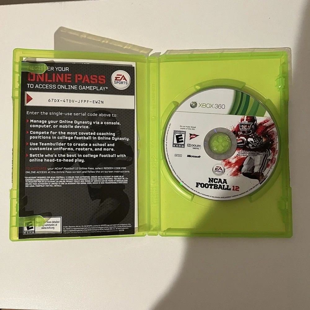 NCAA Football 12 -‎ Xbox 360 Game No Manual Tested Working